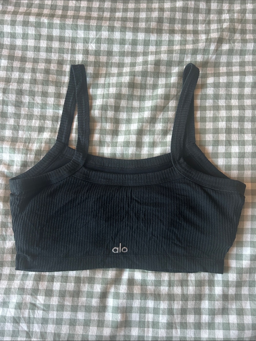 ALO Yoga Black Ribbed Sports Bra